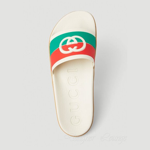 NEW GUCCI Women's Agrado Interlocking G Logo Cream Rubber Slides EU 39 US 9 - Picture 4 of 16